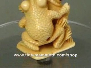 mammoth ivory netsukeTwo Playing Frog Carving N2982