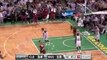 LeBron James drives down the lane and spins in for the rever