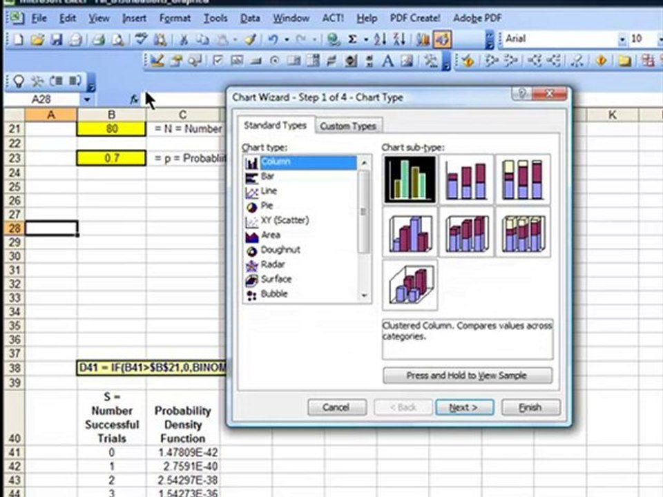 How To Graph the Binomial Distribution CDF in Excel