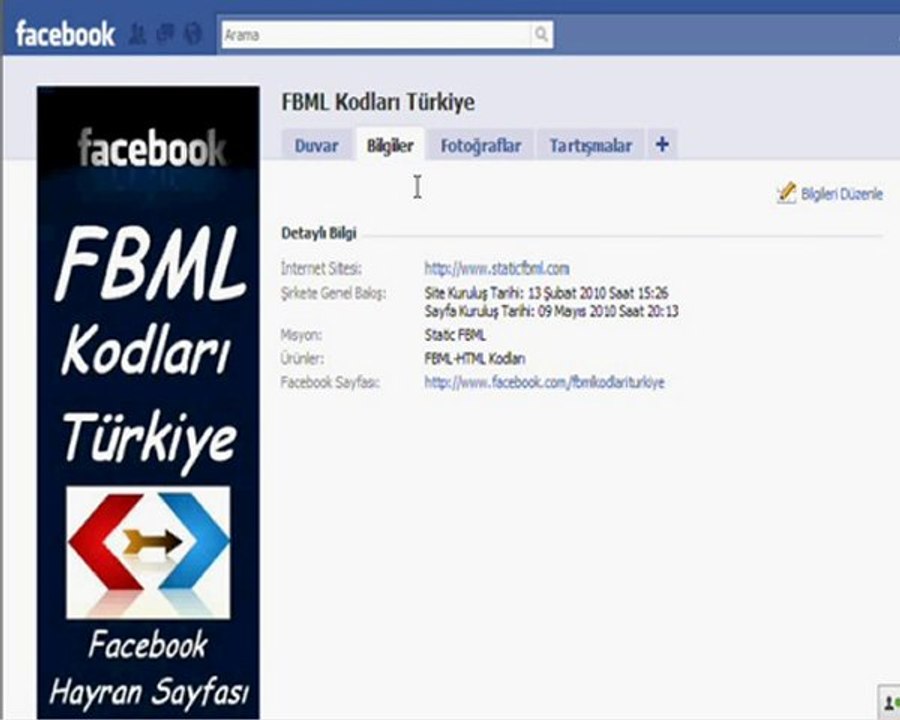FBML'yi facebook hayran sayfasına eklemek