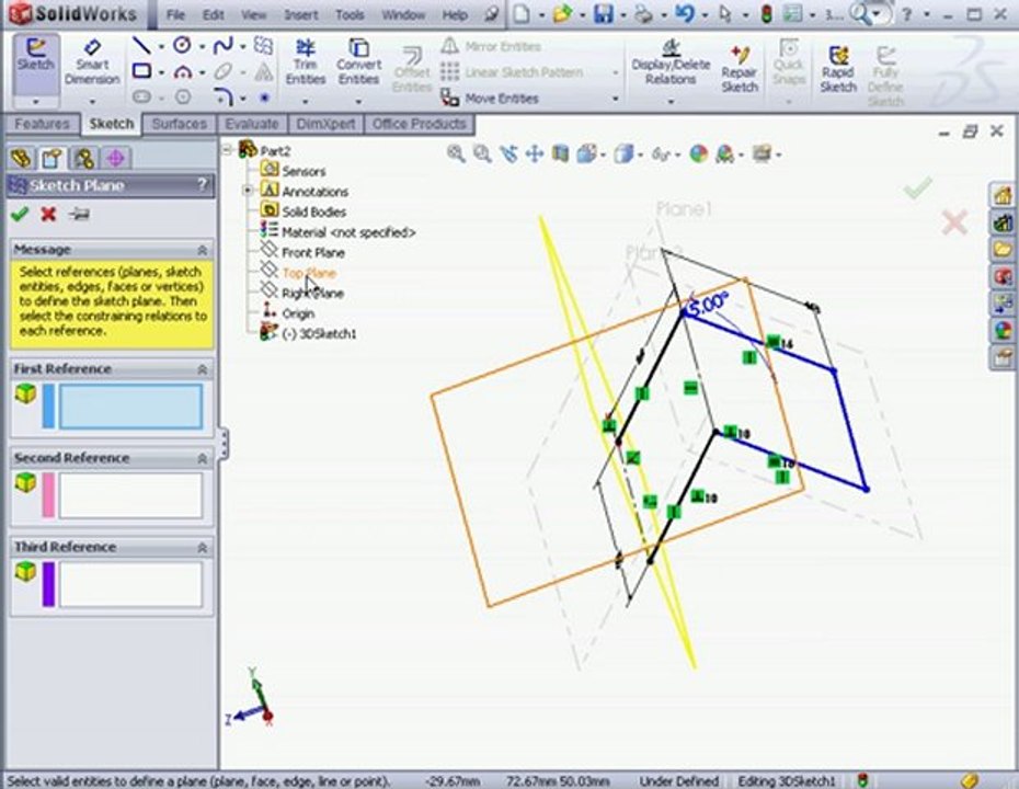 solidworks  Tutorial 3D Sketch