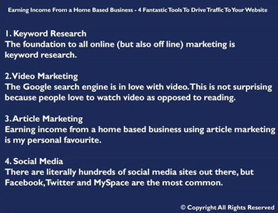 Earning Income Home Based Business-Drive Traffic