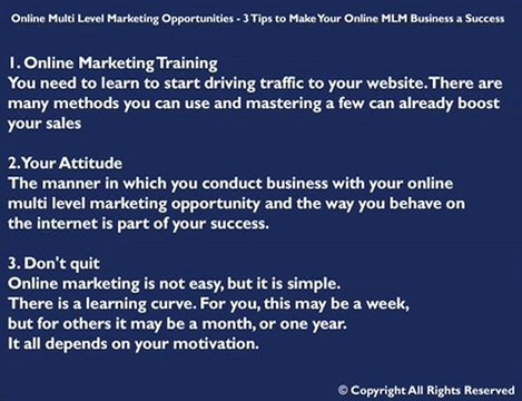 Online Multi Level Marketing Opportunities