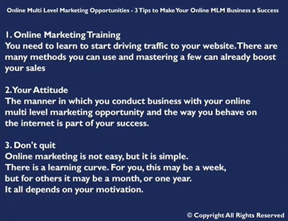 Online Multi Level Marketing Opportunities