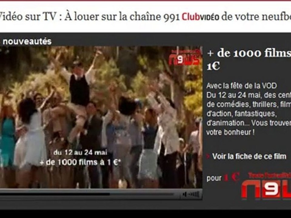 N9ws présente le Club Vidéo de SFR 1000 films à 1 euro
