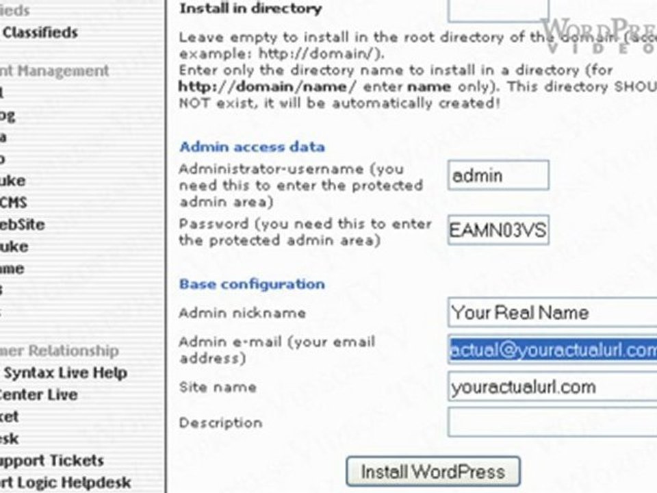 Install Wordpress - cPanel & Fantastico - WordpressVideo