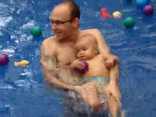 swimming with daddy