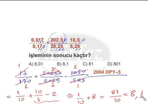 6.Sınıf Ondalık Kesirler Çözümlü Örnekler
