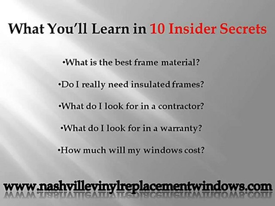 Nashville's Best Vinyl Replacement Windows.  Energy Efficie