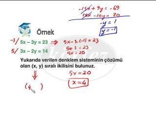 8.sınıf Matematik Denklem Sistemleri Yok Etme Metodu