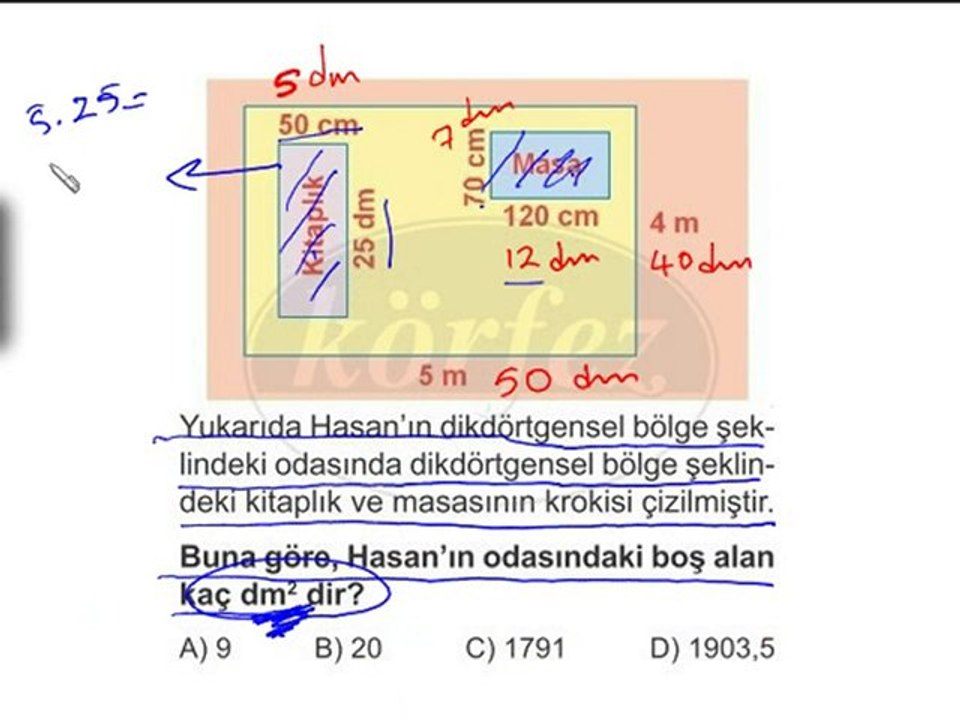 6.Sınıf Çokgensel Bölgelerin Alanı Çözümlü Örnek-2