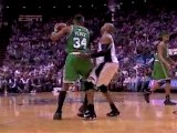 Paul Pierce drives to the basket, gets fouled and sinks the