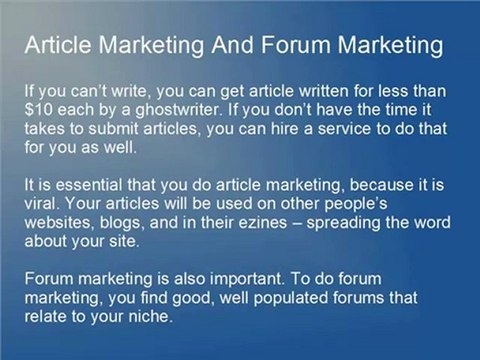 Targeted Traffic Generation & Article Marketing