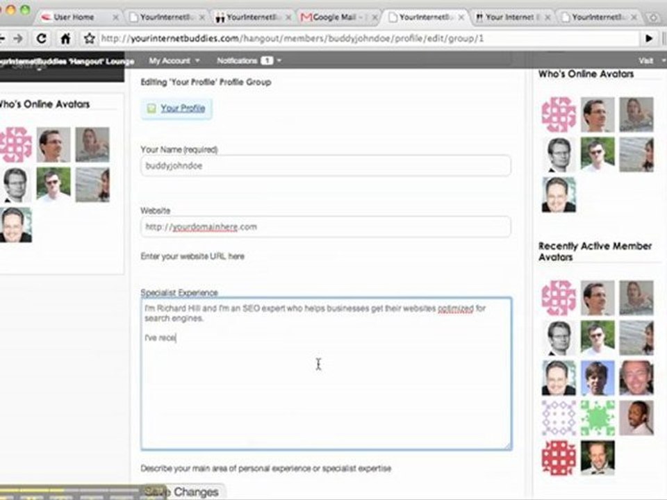 Your Internet Buddies Hangout Lounge - Update Your Profile