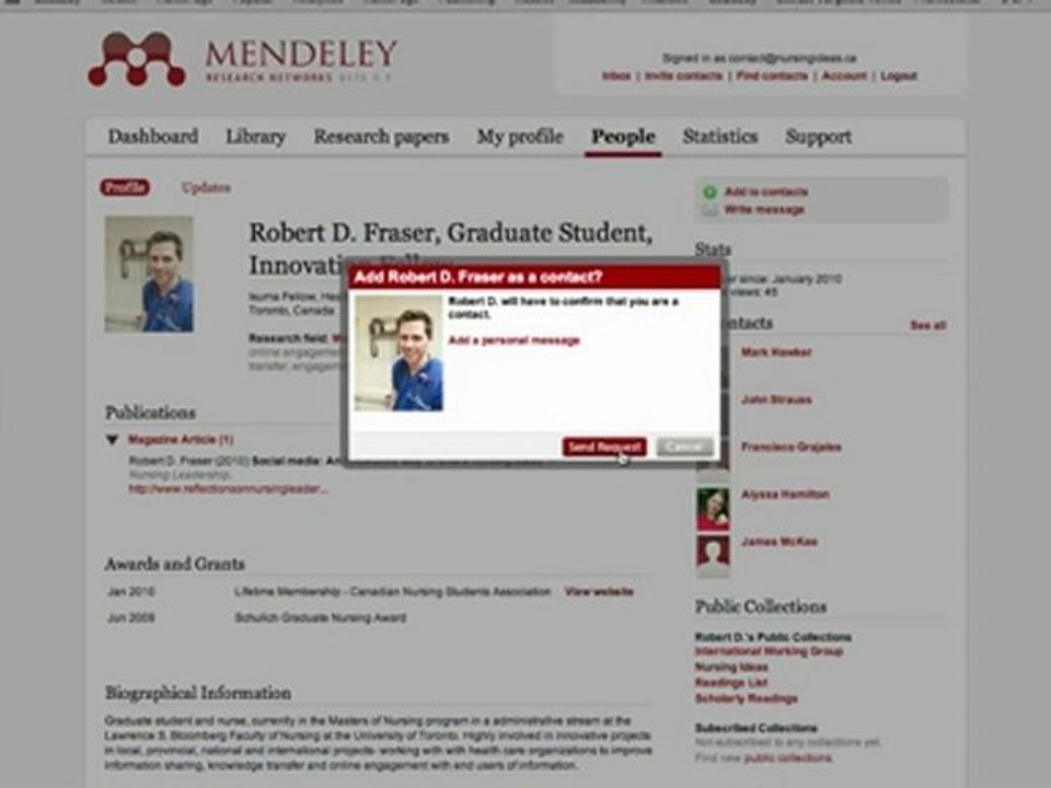 NURSING Ideas Sceencasts: Mendeley Profile and People