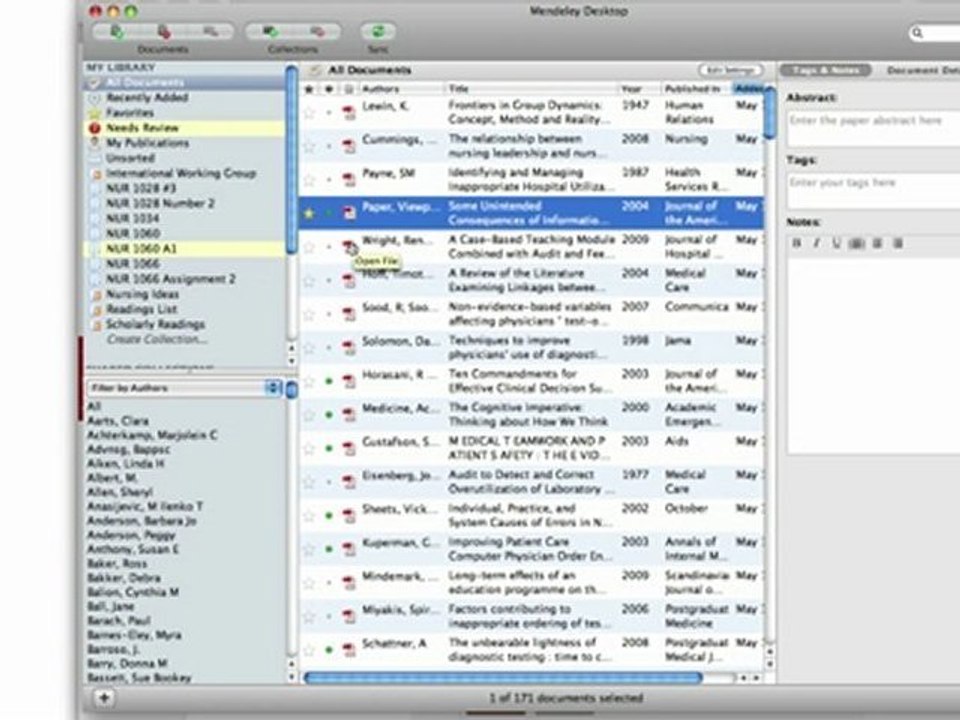NuRSING Ideas Sceencasts: Mendeley Library and Colelcitons