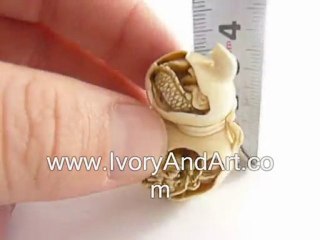 Mammoth ivory Netsuke - Dragon in a Bottle Gourd