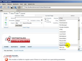 DotNetNuke Tutorial, Understanding the Search Module 1/2