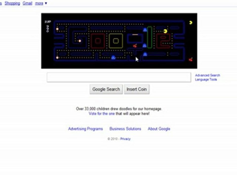 Google Pac-Man Game (Home Screen) 5/21/2010