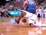 Rajon Rondo hustles for the loose ball and quickly puts the