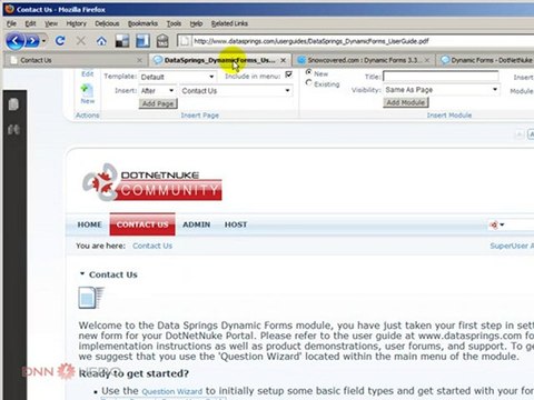 DotNetNuke Tutorial, Dynamic Forms module demo - part 1/3
