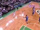 Rajon Rondo finishes the break with the layup and the foul.
