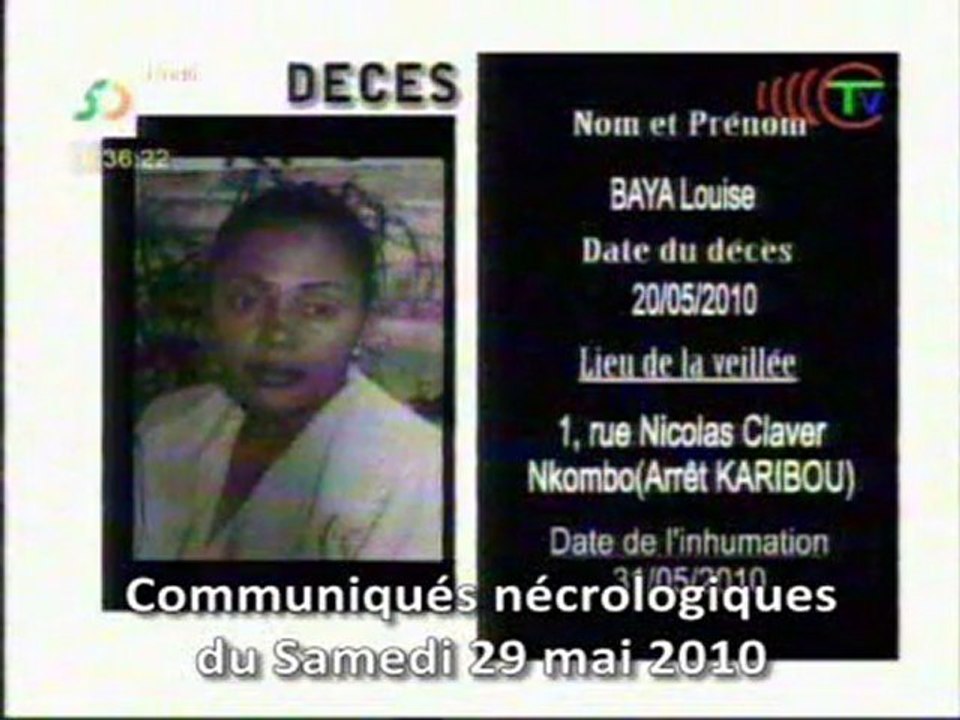 Communiqués nécrologiques du 29-05-10