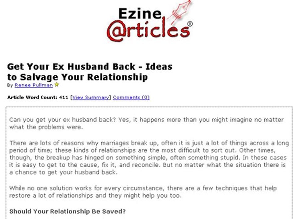 Get Your Ex Husband Back Save Your Relationship