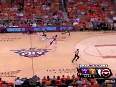 Ron Artest picks off Robin Lopez's pass and takes it to the