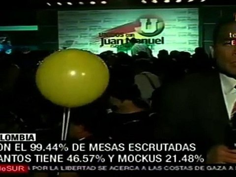 En Colombia Santos y Mockus a la segunda vuelta, con 46.57%