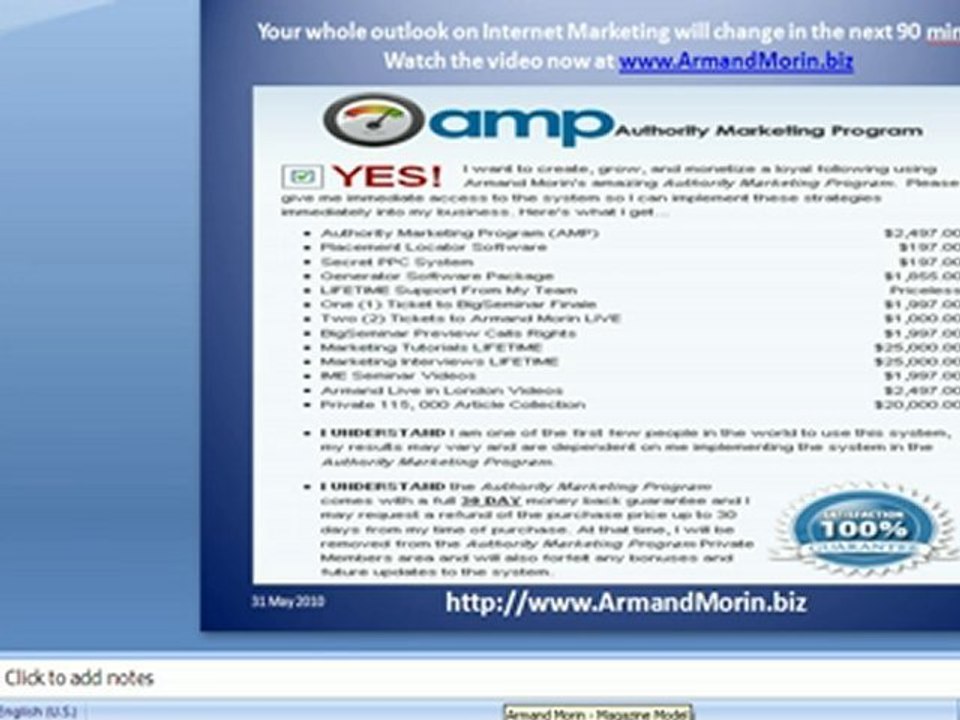 Armand Morin Authority Marketing Programme (AMP) Review