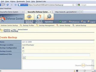 Sourcefire Defense Center: Creating a Backup