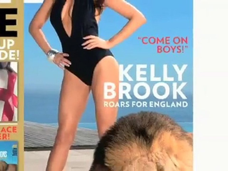 Kelly Brook poses for FHM Magazine’s special World Cup issue