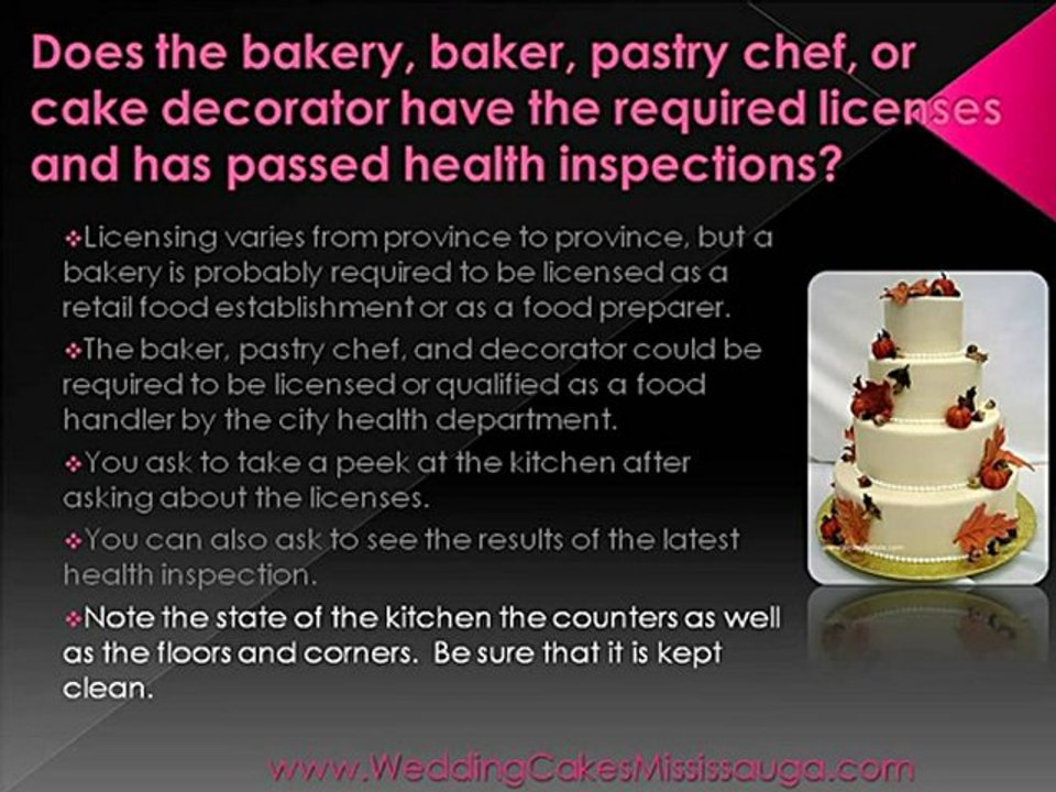 Wedding Cakes Mississauga - Is The Bakery Licensed