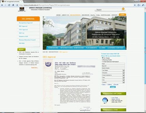 SIKKIM MANIPAL UNIVERSITY DISTANCE EDUCATION - DEC APPROVAL