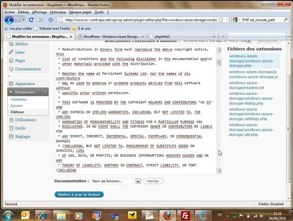 Installer le plug-in WordPress pour Windows Azure