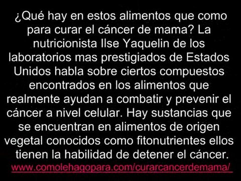 TRATAMIENTO PARA CURAR CANCER DE MAMA