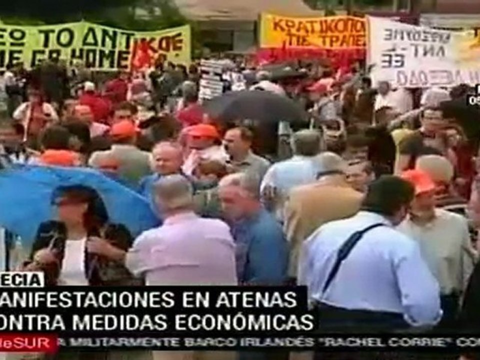 Trabajadores protestan en Grecia contra recortes