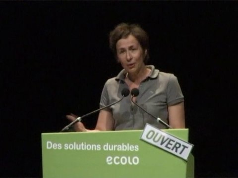 Cécile Thibaut au meeting d'Ecolo ce 6 juin