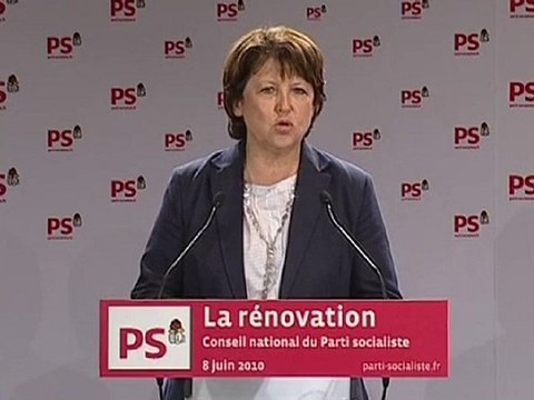 Discours de Martine Aubry au conseil national du 8 Juin
