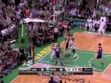 Rajon Rondo steals the pass and puts in the easy basket.