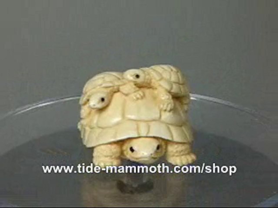 Mammoth Ivory 3 Tortoise Netsuke Carving N2296