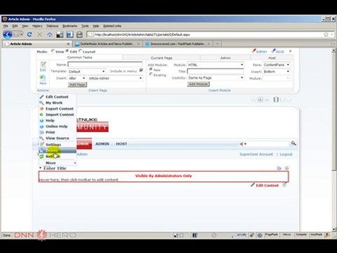 DotNetNuke Tutorial, PackFlash Publishing module review 1/3