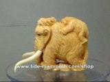 mammoth ivory animal netsuke Woolly Mammoth with Baby N3025