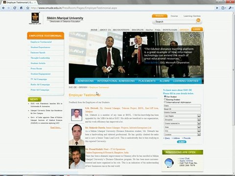 Testimonials by the Students of Sikkim Manipal University DE