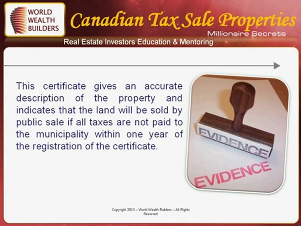 Canadian Tax Sales (Real Estate) Properties
