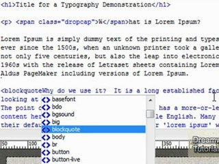 Typography in Web Design - Dreamweaver