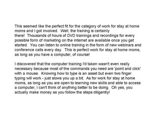 Work for Stay at Home Moms