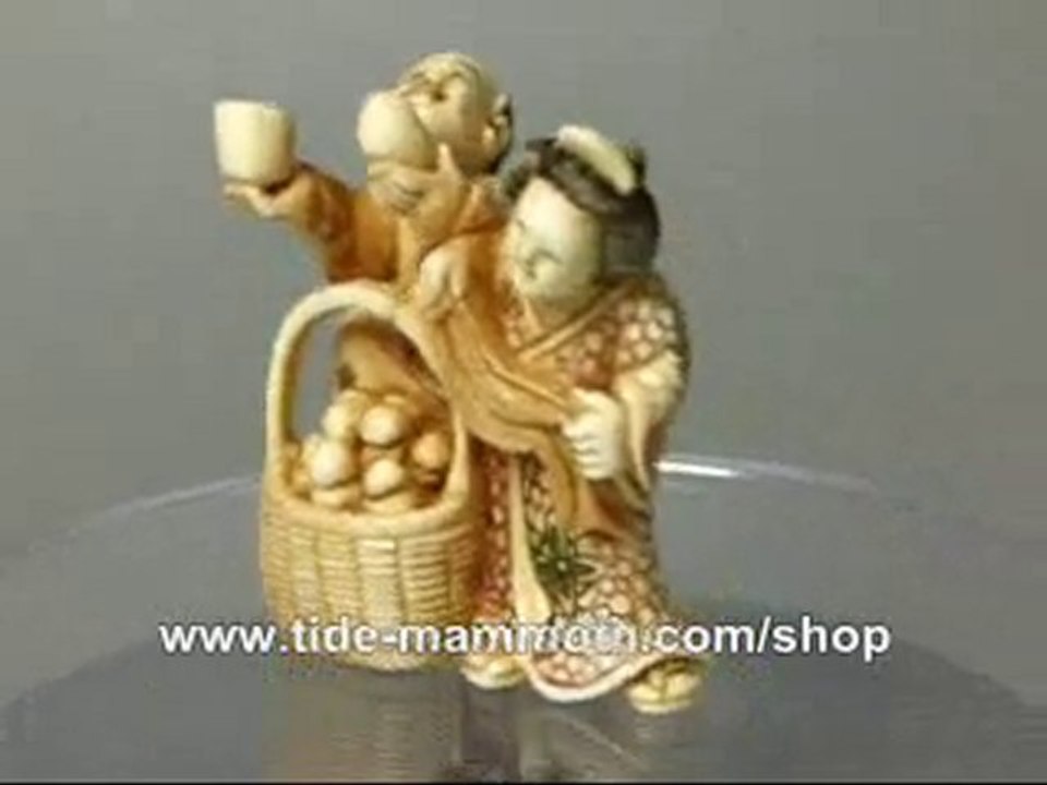 mammoth ivory figurine netsuke Couple Hawker H1555