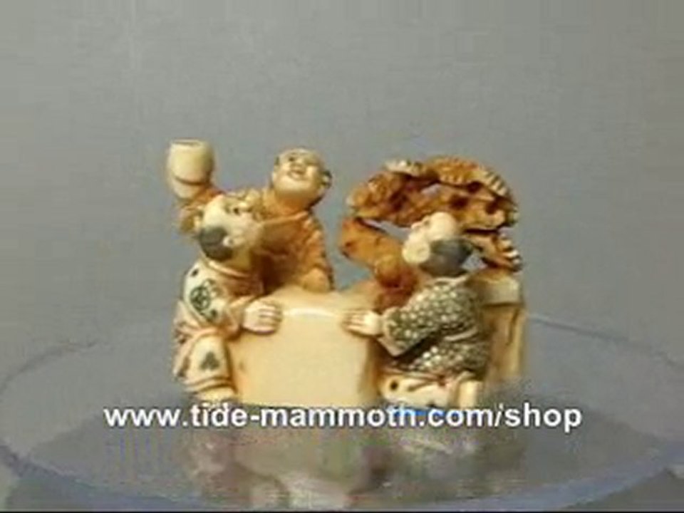 mammoth ivory figurine netsuke Three Men Picnic H1554